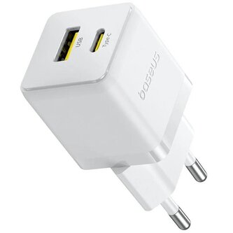 Nabíječka do sítě Baseus Palm 20W, 1xUSB, 1xUSB-C bílá
