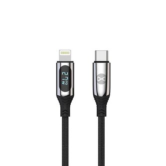 Kabel s LCD Forever USB-C/Lightning 1m 27W černý