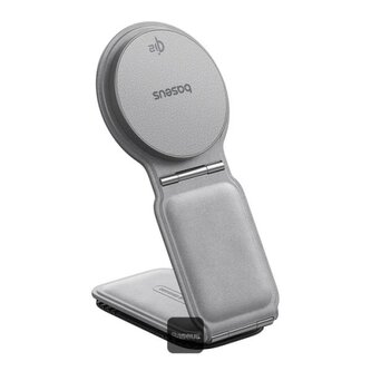 Držák do auta s bezdrátovým nabíjením Qi2 Baseus PrimeTrip C02 na palubní desku šedý