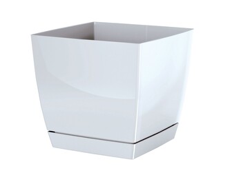 Květináč Coubi Square s miskou bílý, varianta 18 cm