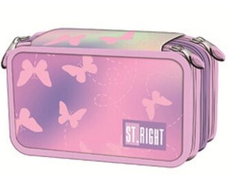 Piórnik potrójny z wyposażeniem PC5 Pink Butterfl Piórnik potrójny z wyposażeniem PC5 Pink Butterfl