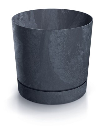 Květináč TUBOS P BETON EFFECT antracitový matný, varianta 12,8 cm