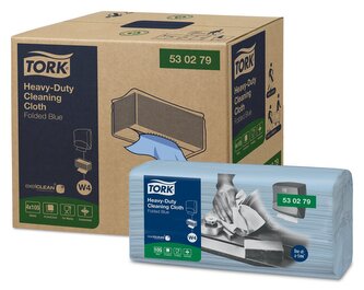 Utěrky čisticí skládané Tork Heavy-Duty, 105 ks, 35,5 x 41,5 cm, modré, W4