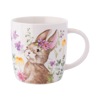 KUBEK BARYŁKA SZEROKA NBC 400 ML DEK. ZAJĄCZEK 2 W DEKORACYJNEJ OPASCE