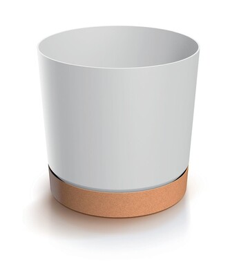Květináč TUBOS PM s miskou bílý/hnědý matný, varianta 17,8 cm