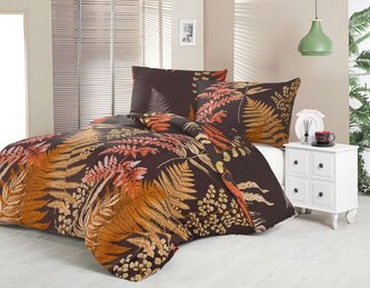 Saténové francouzské povlečení LUXURY COLLECTION 1+2, 240x200, 70x90cm KAPRADÍ hnědé