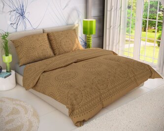 Prodloužené bavlněné povlečení DELUX 140x220, 70x90cm MERIT zlaté