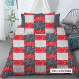 Bavlněné povlečení Červené čtverce - krémové