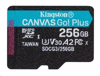 Kingston paměťová karta 256GB microSDXC Canvas Go Plus Gen4 A2 U3 V30 Card + ADP Kingston paměťová karta 256GB microSDXC Canvas Go Plus Gen4 A2 U3 V30 Card + ADP