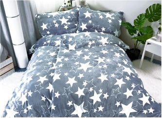 Povlečení Mikroplyš Hvězdy světle šedé 140x200, 70x90 cm Povlečení Mikroplyš Hvězdy světle šedé 140x200, 70x90 cm