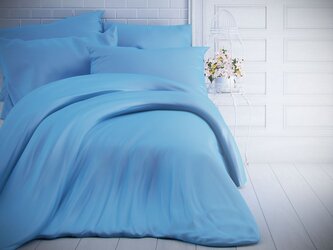 Francouzské jednobarevné bavlněné povlečení 220x200, 70x90cm modré