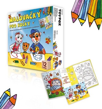 TOPA Kreativní set - Malovačky pro kočku, ilustrace Lenka Procházková - 12 kostek + omalovánky