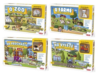 Puzzle s příběhem velký herní set 4 v 1