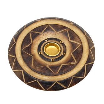 Stojánek na vonné tyčinky - Talířek dřevo 10 cm antique, 1ks