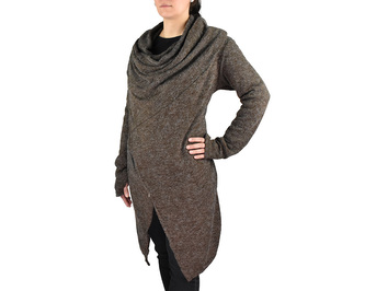 Kardigan ADA s límcem, dvoucestný zip, hnědý Kardigan ADA s límcem, dvoucestný zip, hnědý