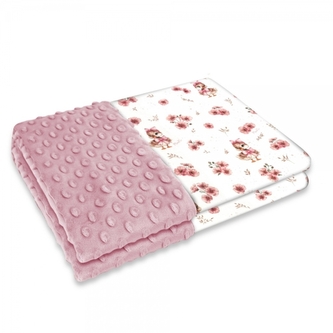 Oboustranná deka, Bavlna/Minky 100 x 75 cm, Kačenky - bílá, malinová