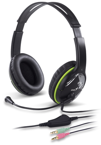 Genius headset HS-400A, 2x 3,5 jack, redukce na single jack