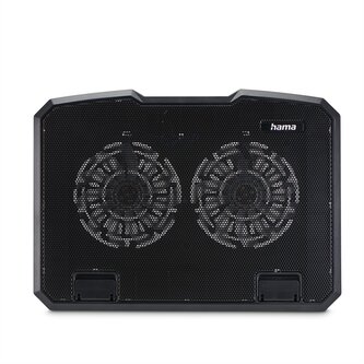 Hama chladicí stojan pro notebook Black Metal, 2 ventilátory, naklápěcí, modré podsvícení, tichý