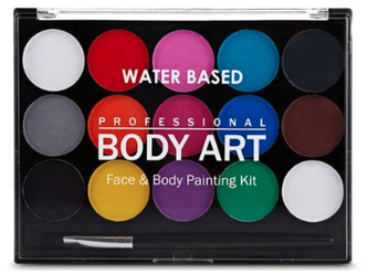 Barvy na obličej, 15 barev, 2 štětce