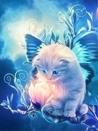 Diamantový obrázek Kotě v květinách 30x40cm