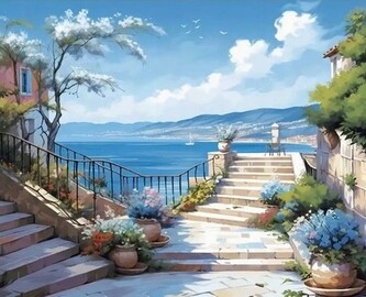 Diamantový obrázek Pohled na moře 30x40cm