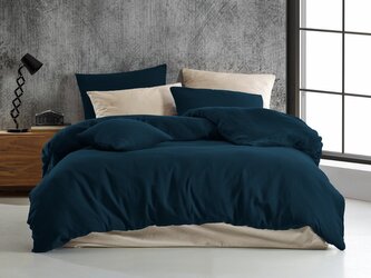 Mušelínové povlečení 140x220, 70x90 cm tmavě modré