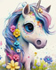 Diamentowa mozaika Jednorożec z kwiatami w grzywie 30x40cm 2000148