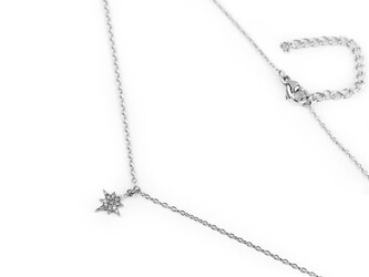 Náhrdelník z nerezové oceli hvězda - 1 ks - stříbrná
