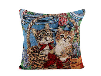 Gobelínový povlak na polštář 45x45 cm 2. jakost - 1 ks - 4 modrá kočka