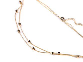 Náhrdelník z nerezové oceli dvojitý kostky - 1 ks - 2 zlatá