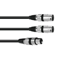 Kabel XFMM-30 XLR samice - 2x XLR samec, 3 m