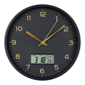 House Nordic Nástěnné hodiny s digitálním displejem černé25 cm