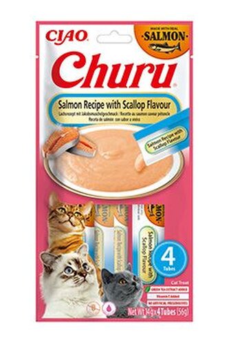 Churu Cat Salmon Recipe with Scallop Flavour 4x14g Churu Cat Salmon Recipe with Scallop Flavour 4x14g