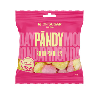 Pandy Candy 50 g sour skulls (malina-citrón)