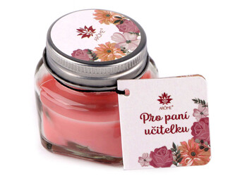 Malá vonná svíčka ve skle s jmenovkou 28 g - 24 ks - 8 (Orchid) korálová světlá