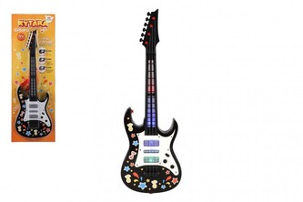 Kytara plast 53cm s popruhem na baterie se zvukem se světlem na kartě