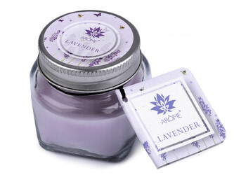 Malá vonná svíčka ve skle s jmenovkou 28 g - 1 ks - 4 (Lavender) fialová lila