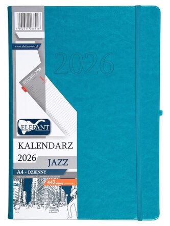 Kalendarz 2026 A4 dzienny Jazz turkusowy