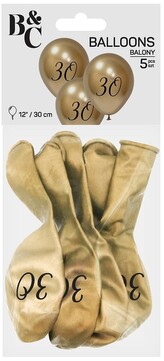 Balony Beauty&Charm 30, platynowe j. złote, 12" op. 5 szt., GoDan