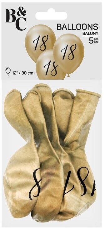 Balony 18 płatynowe złote jasne, 12" op. 5 szt., GoDan