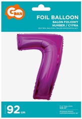 Balon foliowy "Cyfra 7" różowa 92 cm CH-S9R7, Godan