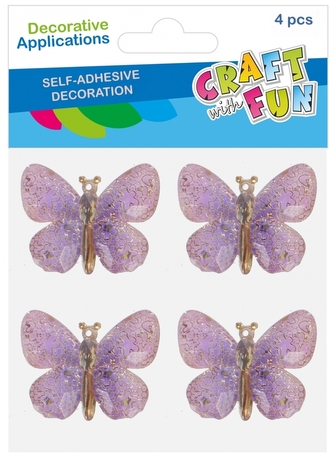 Ozdoba dekoracyjna kryształki samoprzylepne Motyl op.4szt. Craft With Fun