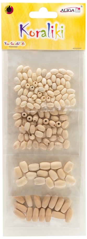 Koraliki drewniane PJ-9691 owalne, 4 rozmiary, Aliga