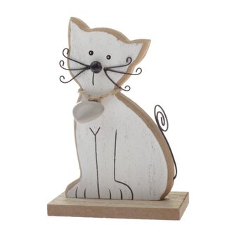 Dřevěná kočka 10cm - bílá, 12/144