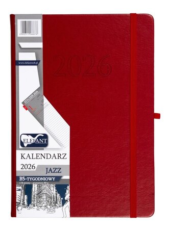 Kalendarz 2026 B5 tygodniowy Jazz czerwony