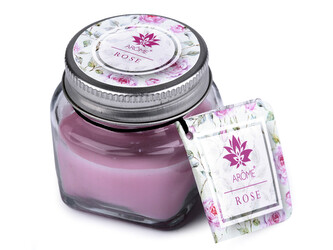 Malá vonná svíčka ve skle s jmenovkou 28 g - 1 ks - 3 (Rose) starorůžová sv.