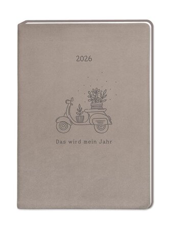 Terminplaner Lederlook 2026 Taupe