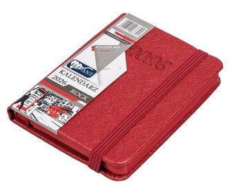 Kalendarz 2026 A7 tyg Rock czerwony