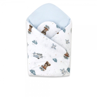 Novorozenecká zavinovačka, bavlna, Méďa pilot - bílá, modrá