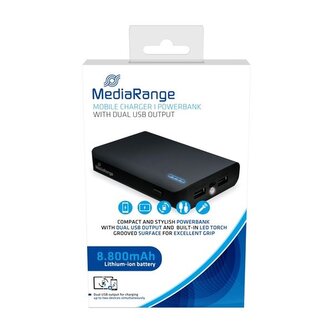 Powerb.MediaRange-8800 mAh,2x USB-A,LED,černá Powerb.MediaRange-8800 mAh,2x USB-A,LED,černá